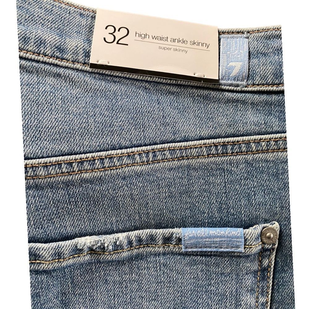 7 For All Mankind Women's Blue Step Hem Crop Denim Skinny Jeans Size 32 NWT - Picture 9 of 15